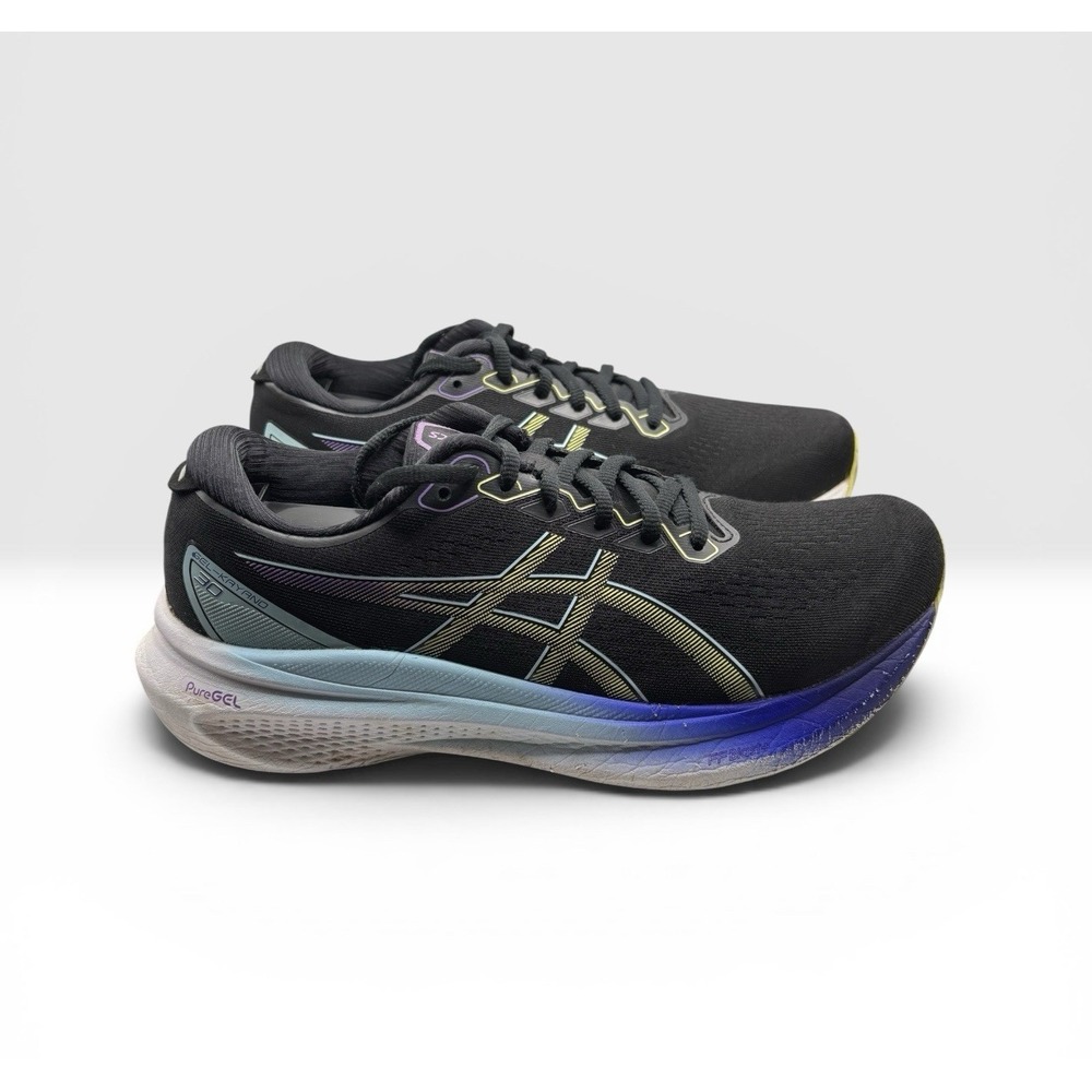 Asics Women's Gel Kayano 30 Running Shoes Black Blue Glow Yellow Size 9.5W -1838
